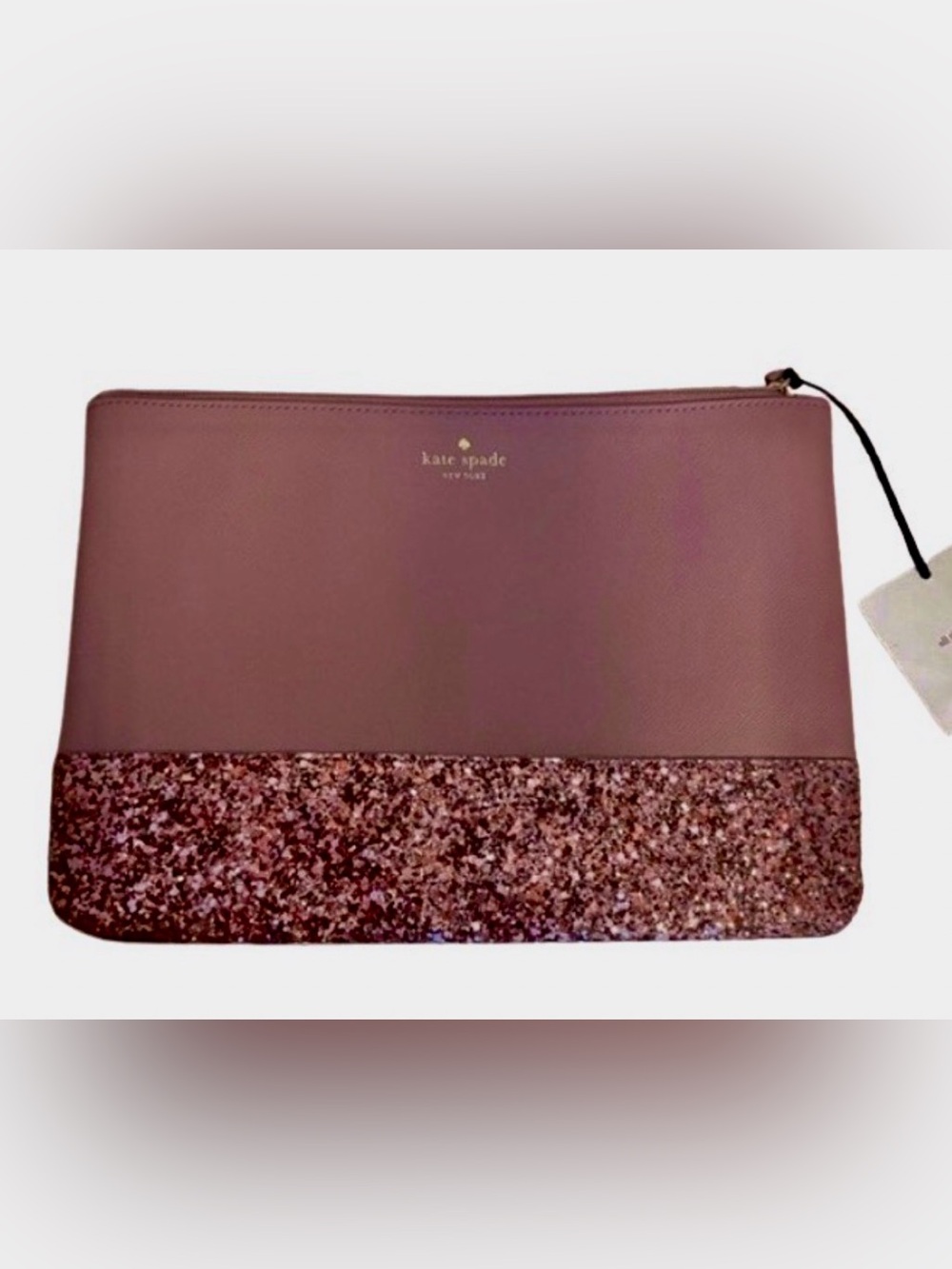 KATE SPADE ♠️ Dusty Rose Glitter Zip Pouch